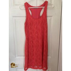 Baileyblue ALine Sleeveless Womens Dress Medium Orange Lined Lace Racer Back